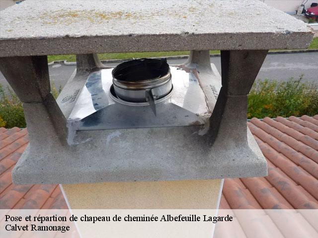 Pose et répartion de chapeau de cheminée  albefeuille-lagarde-82290 Calvet Ramonage