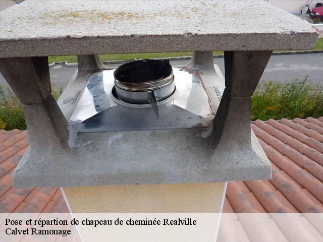 Pose et répartion de chapeau de cheminée  realville-82440 Calvet Ramonage